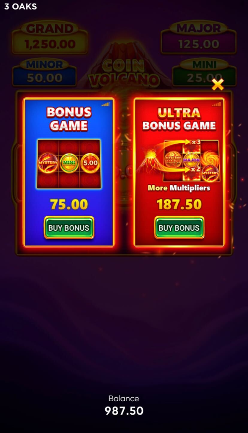 Coin Volcano da 3 Oaks Bonus Game